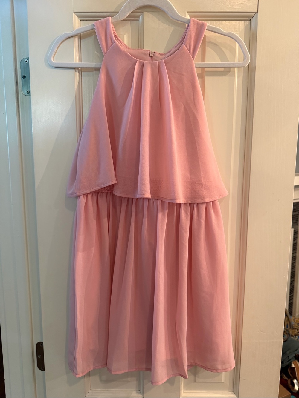 Girls' Pink Overlay Chiffon Dress